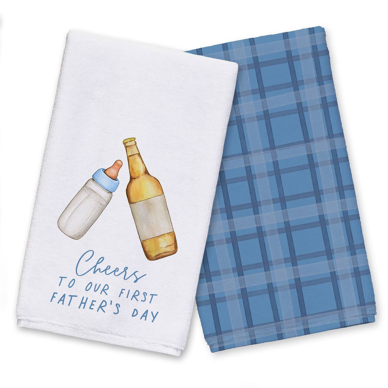 First Father&#x27;s Day Cheers Tea Towel Set